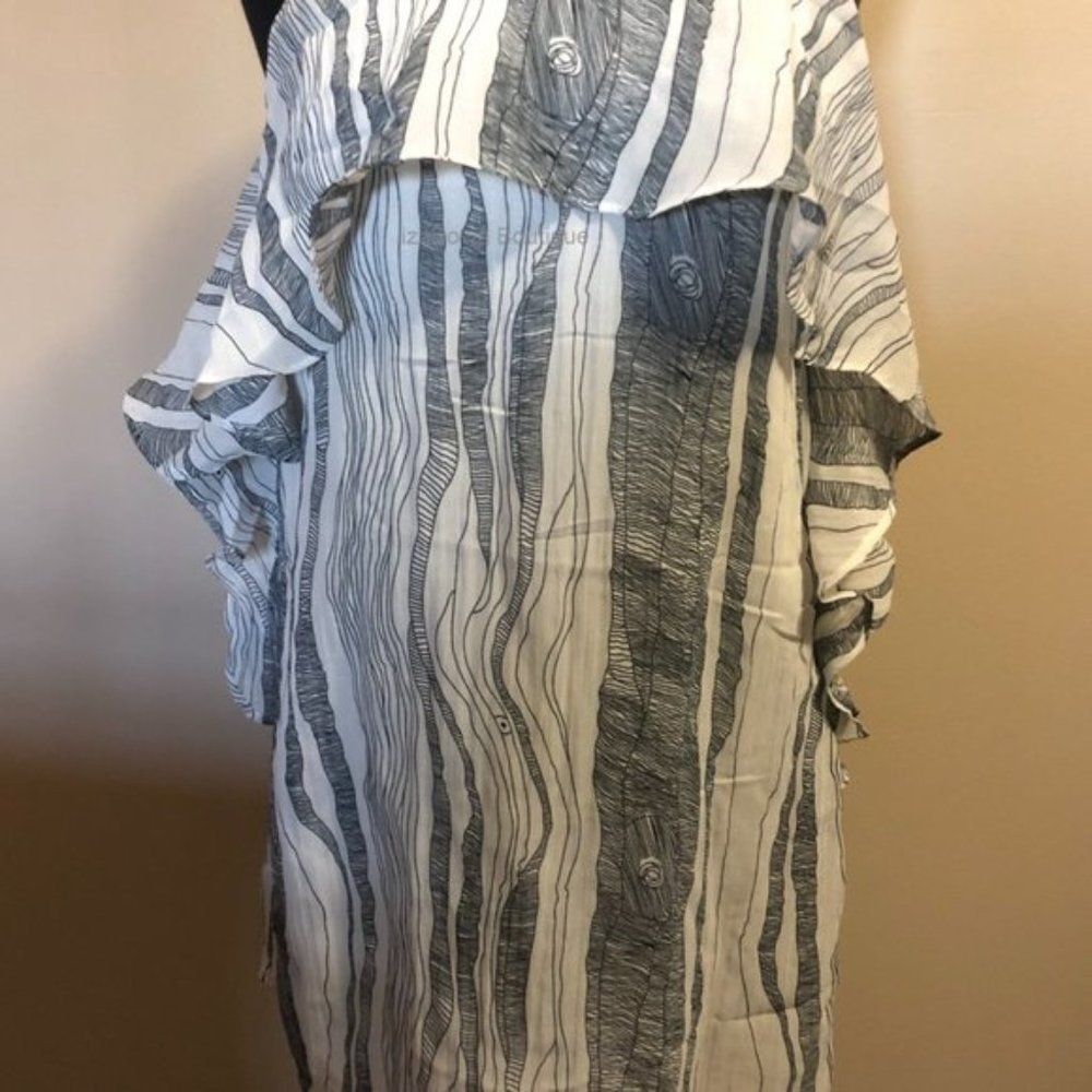Paper Crane Stripe Dress with Ruffle 860 Small NWT Boutique